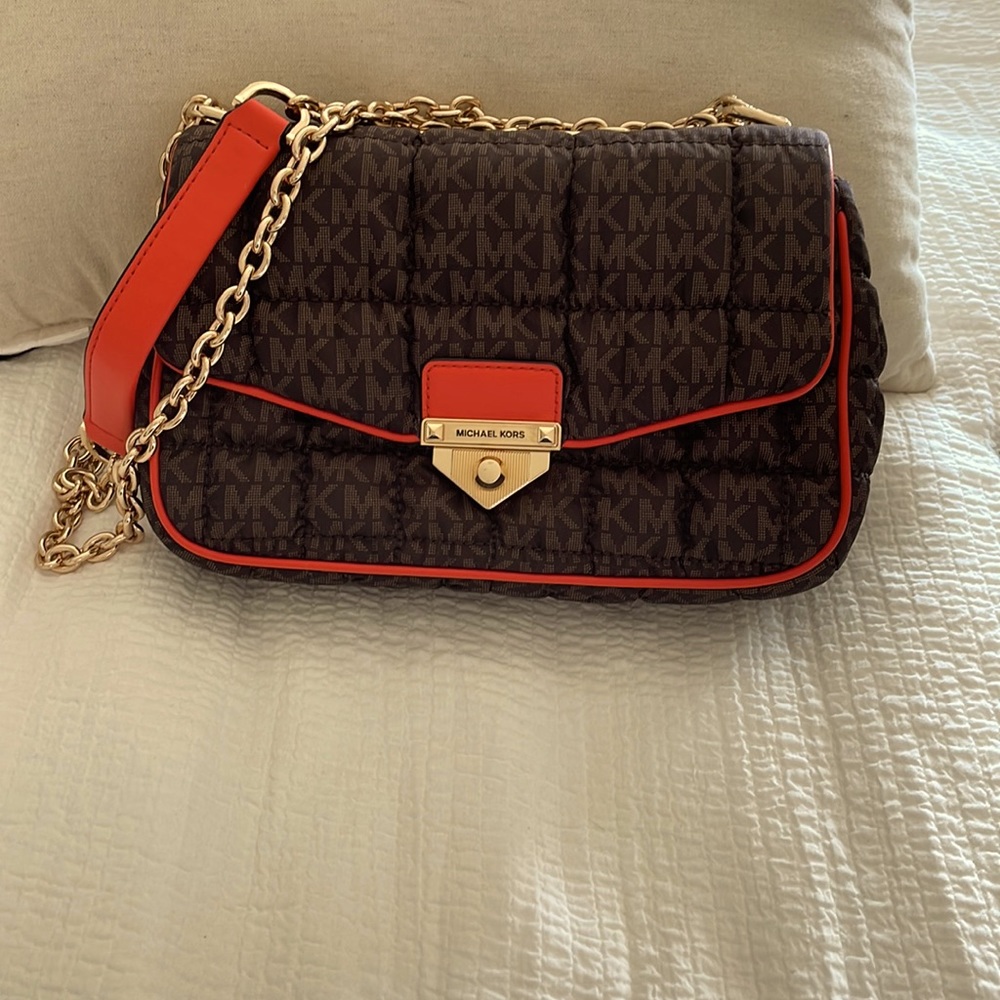 MICHAEL Michael Kors SoHo Quilted Signature Logo Nylon Shoulder Bag